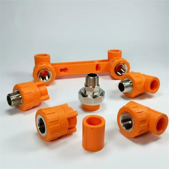 Orange-PPR-Threaded-Brass-Stainless-Steel-Composite-Tee-Pipe-Fittings