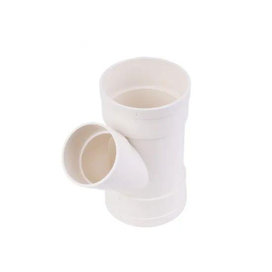 OEM-Wholesale-White-PVC-Plastic-Pipe-Fittings-Silent-Drainage-110-110-Oblique-Tee