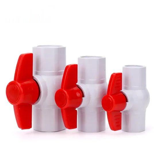 Sch40-Pn16-White-Plastic-Brass-Core-Insert-PVC-Control-Ball-Valves