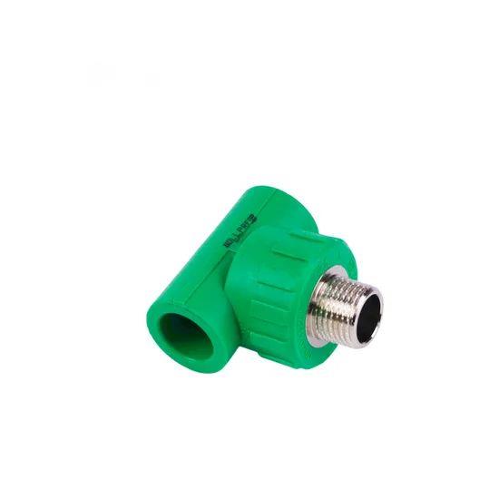 Free-Sample-Green-PPR-20mm-110mm-Plastic-Copper-Male-Tee-PPR-Pipe-Fittings
